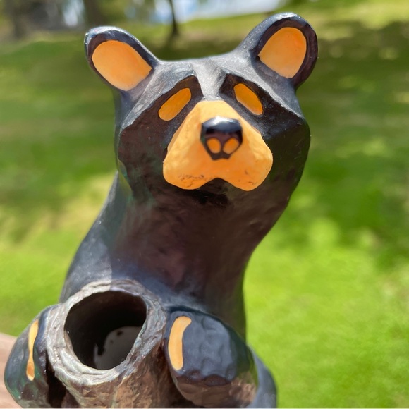 BIG SKY CARVERS BEARFOOTS BLACK BEAR BUD VASE MATCH / PENCIL HOLDER JEFF FLEMING - Picture 2 of 6